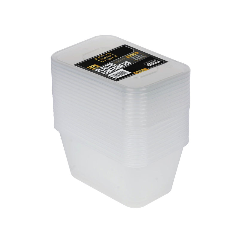 Plastic Containers Packed 1000cc Rect Clear  &