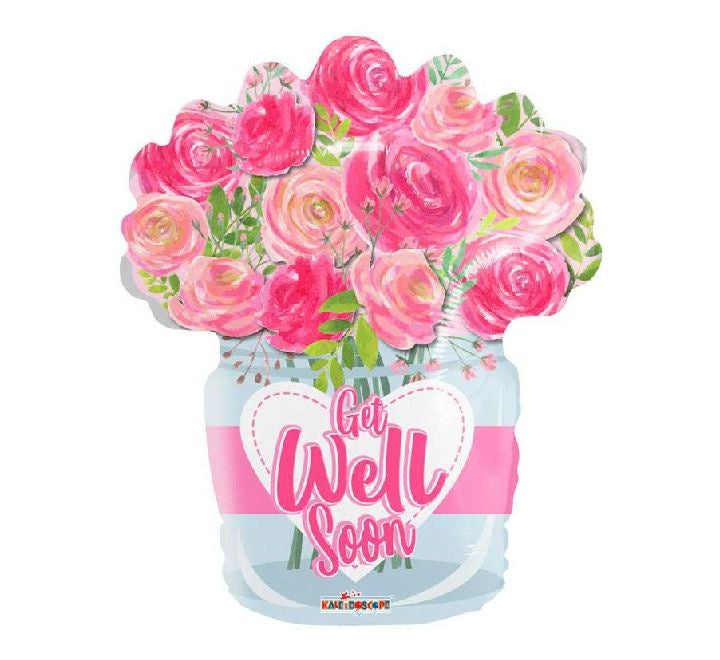 18in GET WELL ROSES FOL BALLOON