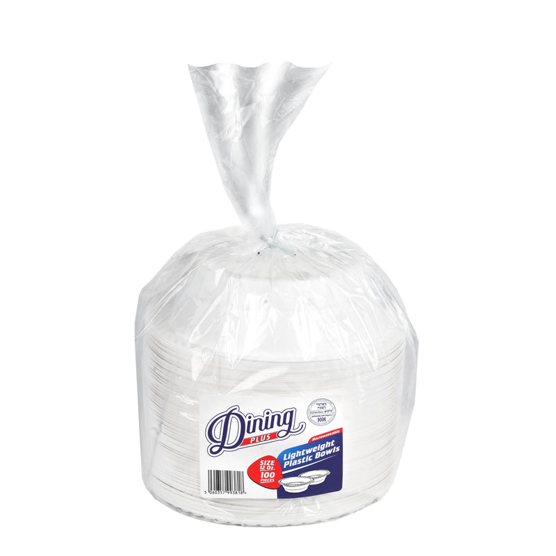 Plastic Bowls 12oz White "Dining Plus" 100&