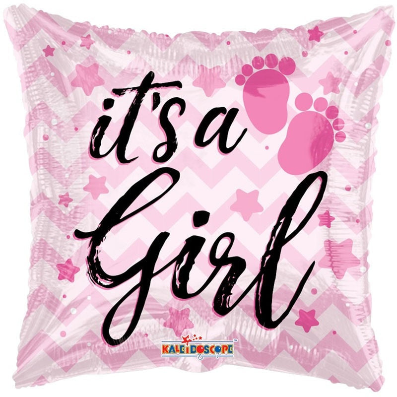 18in ITS A GIRL FOOTPRINTS FOIL BALLOON