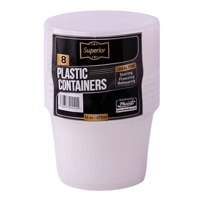 Plastic Containers Packed 16oz Round Clear &