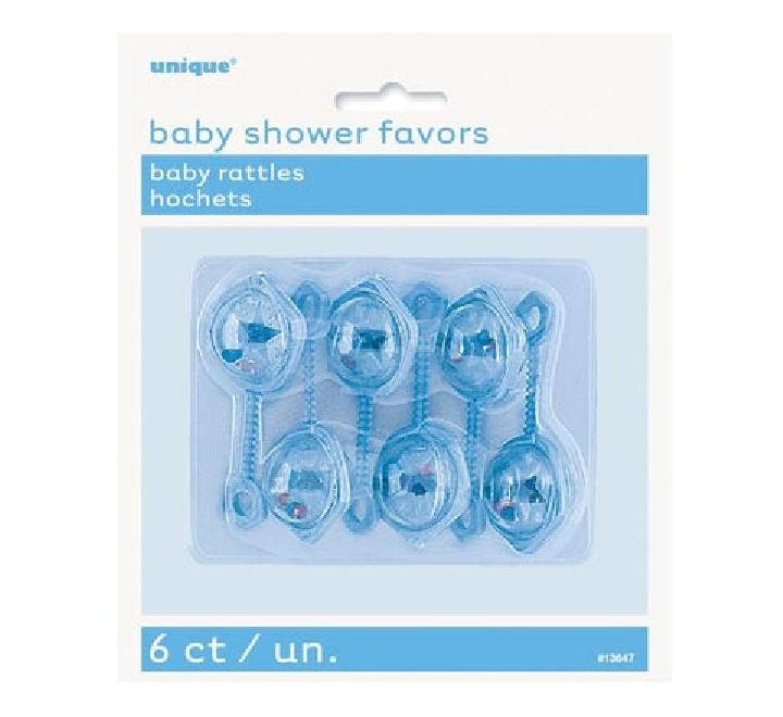 BLUE BABY RATTLE FAVOURS 2.5in