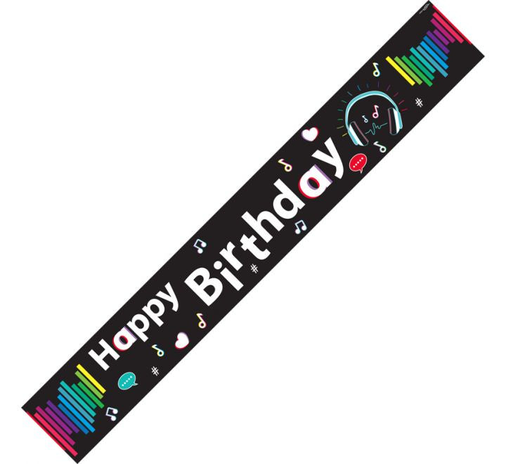 9ft MUSIC MEDIA BIRTHDAY BANNER