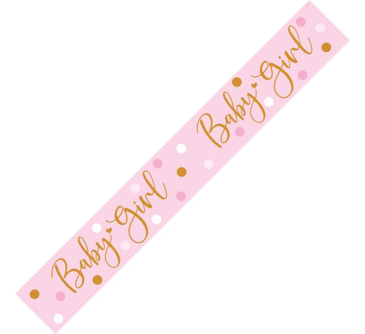 9ft SPARKLING BABY GIRL DOTS BANNER