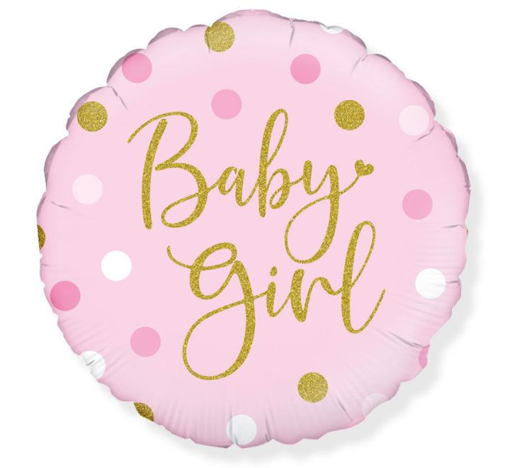 18in SPARKLING BABY GIRL DOTS FOIL BALLOON