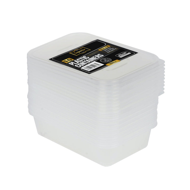 Plastic Containers Packed 500cc Rect Clear &