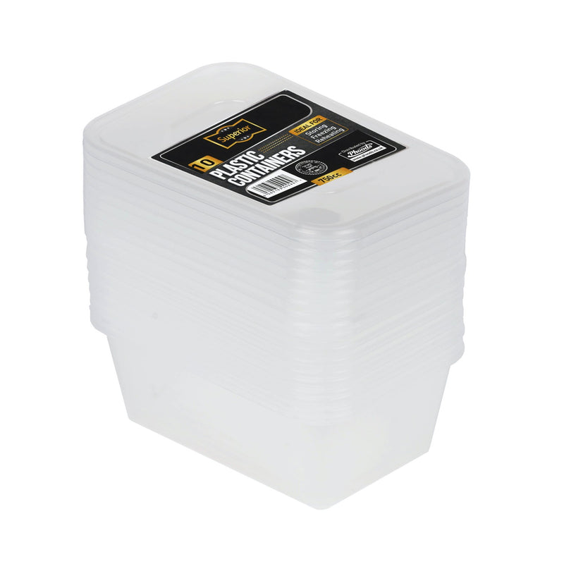 Plastic Containers Packed 750cc Rect Clear  &
