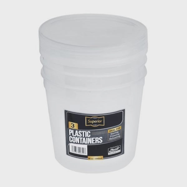 Plastic Containers Packed 8oz Round Clear &