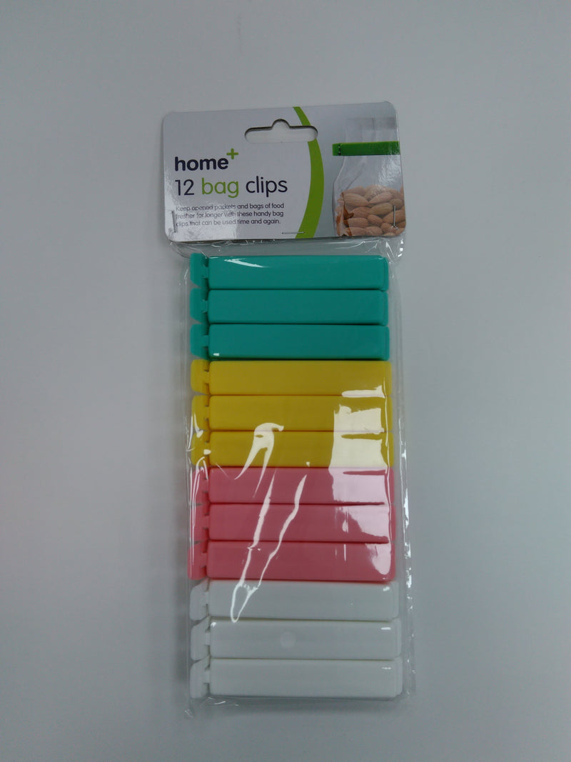 BAG CLIPS ASSORTED COLOURS  12pcs pk
