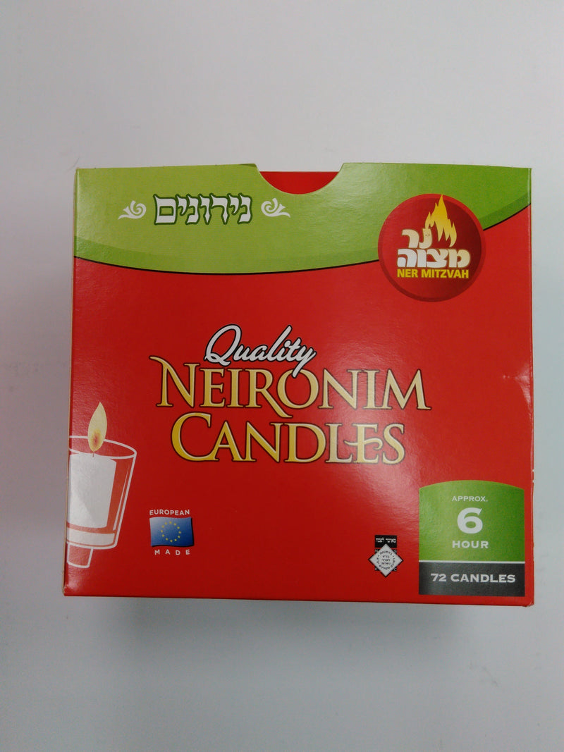 Ner Mitzvah European 6 Hour Neironim Candle 72pk