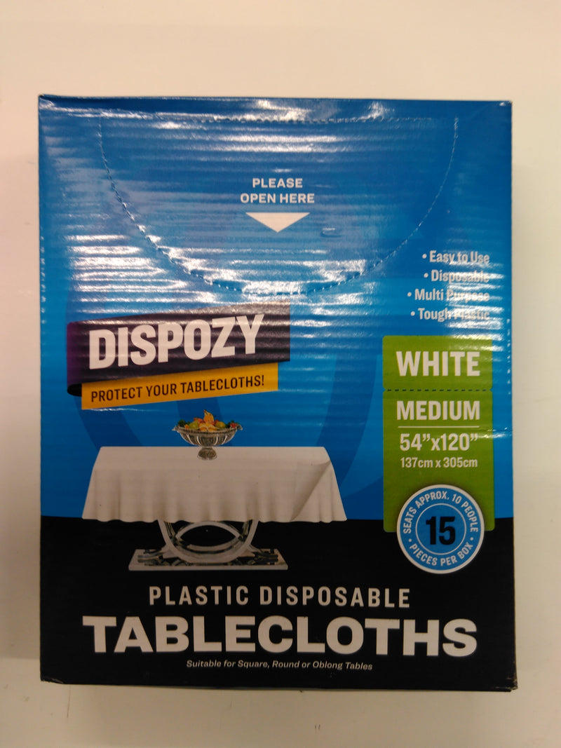 Dispozy Tablecloth White 54x120in 15pk