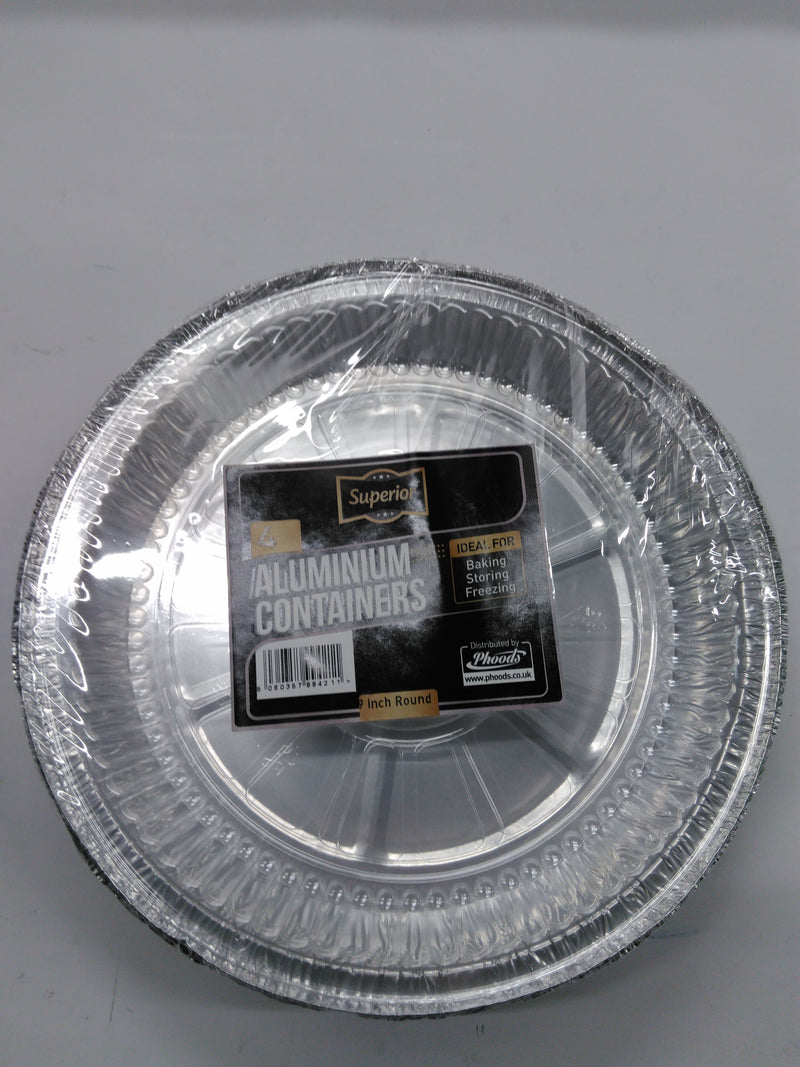 9" Superior Round Foils + Lids 4pk