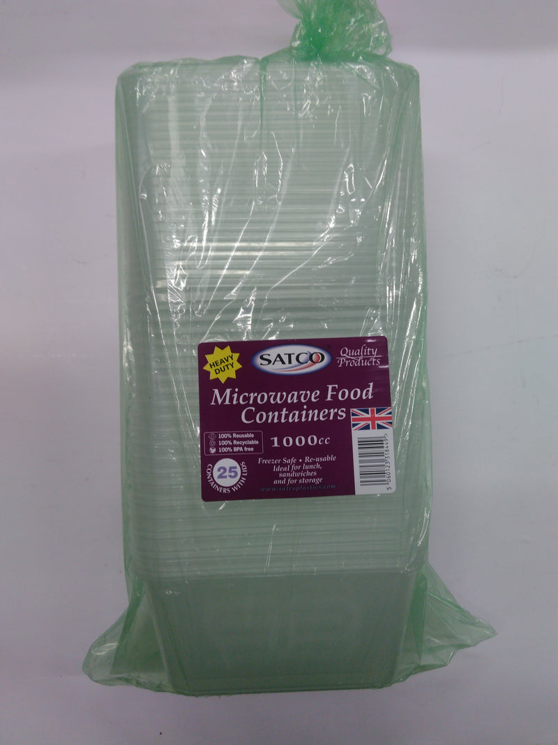 1000cc Containers + Lid Satco 25pk
