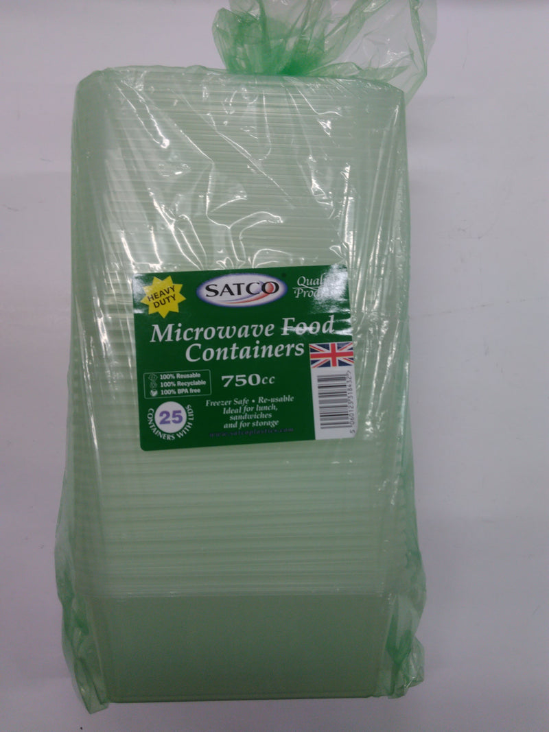 750cc Containers + Lid Satco 25pk