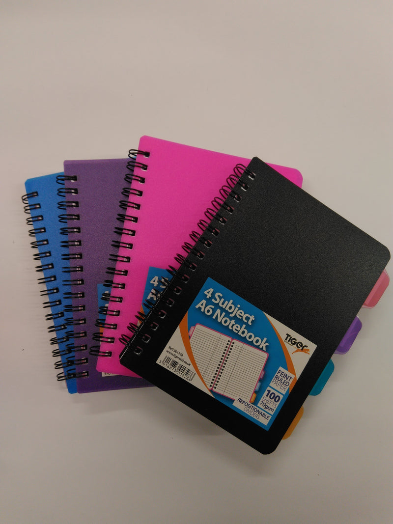 A6 Notebook 4 Subject Tiger