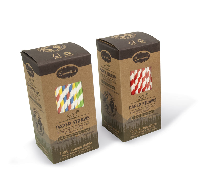 BOXED  RED STRIPE PAPER STRAWS 250pk