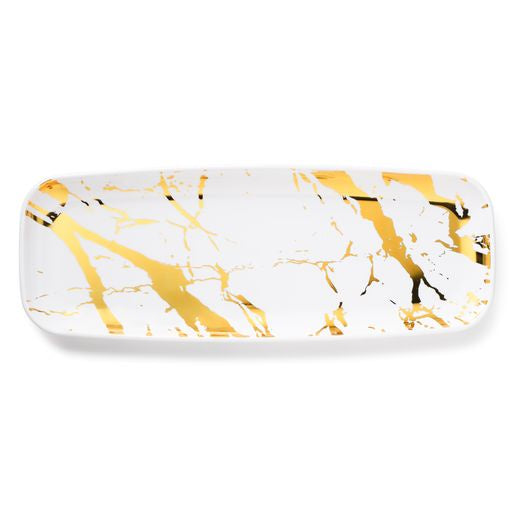 Rectangular Serving Tray White & Gold &