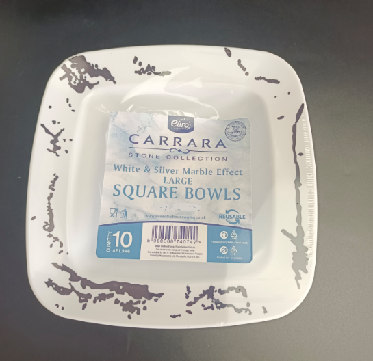 12oz SQ White Silver Coupe Bowl 10pk