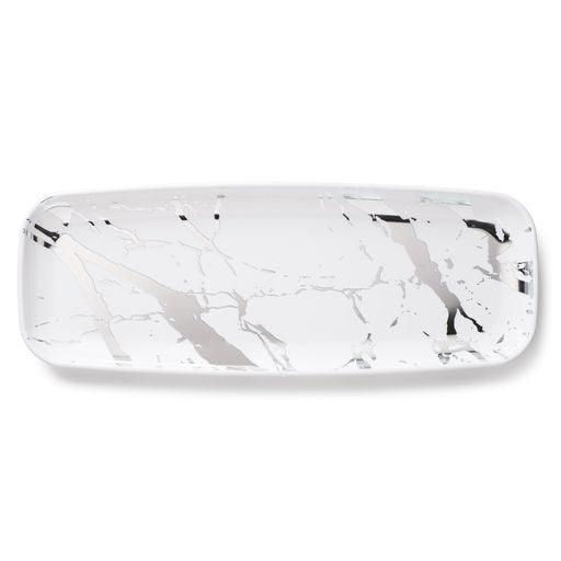 Rectangular Serving Tray White & Silver &
