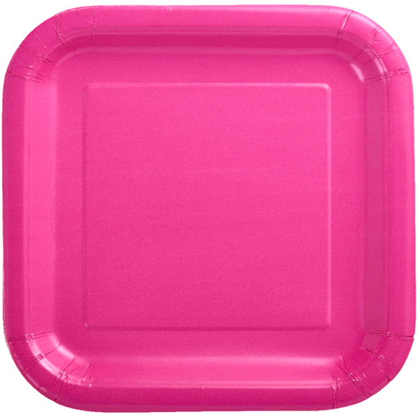 Hot Pink 9" Square Paper Plates 14pk