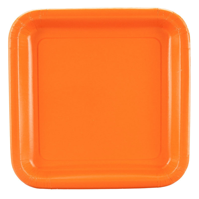 7" Square Orange Plates 16pk