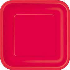 7" Square Ruby Red Plates 16pk