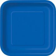 9" Square Royal Blue Plates 14pk