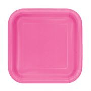 Hot Pink 7" Square Paper Plates 16pk