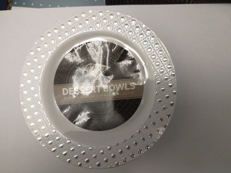 Decor 5" Sil/White Dot Dessert Bowl