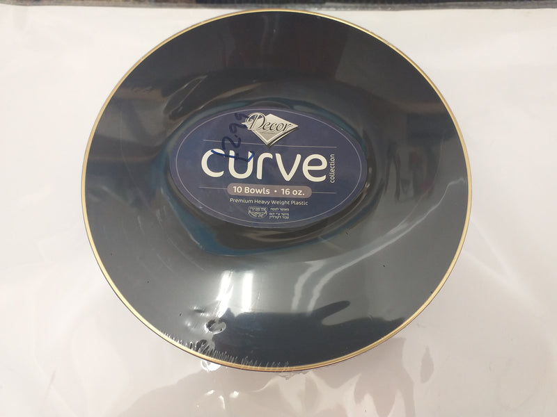 16oz Curve Coll Blk/Gld Bowls 10pk