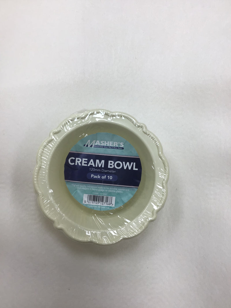 4.5" Mashers Cream Plastic Bowls 10pk