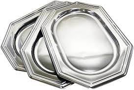 Mozaik Shiny Silver Oct Tray 35x25cm 3pk