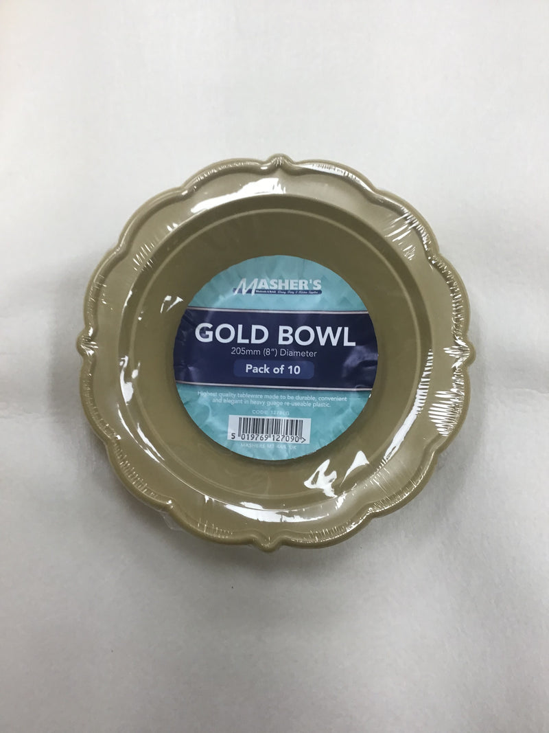 4.5" Gold Plastic Bowls 10pk