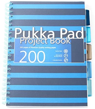 Pukka Pad Project Book Wirebound A5 Plastic Ruled 3-Divider 250 Pages 80gsm Assorted