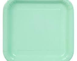 7" Square Mint Green Plates 16pk