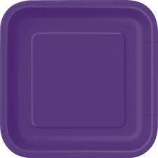 9" Square Deep Purple Plates 14pk