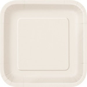 9" Square Cream/Ivory Plates 14pk