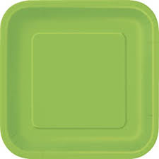 7"Square Lime Green Plates 16pk