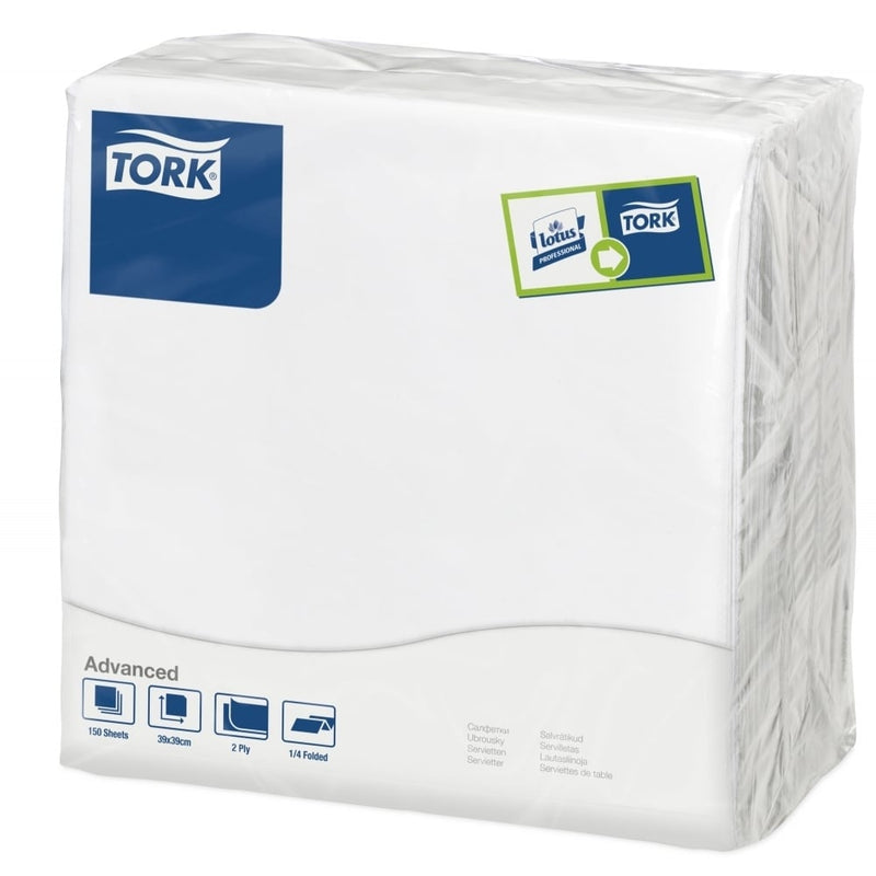 Tork white dinner napkins 150pk