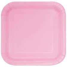 7" Square Lovely Pink Plates 16pk