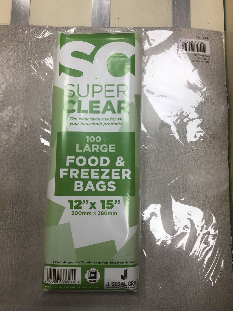 Super Clear Bags 12" x  15" 100pk