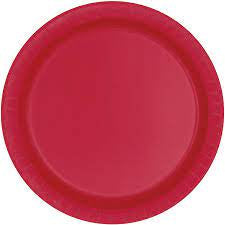 9" Round Ruby Red Plates 16pk