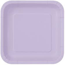 9" Square Lavender Plates 14pk