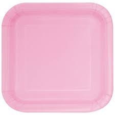 Lovely Pink 9" Square Paper Plates 14pk
