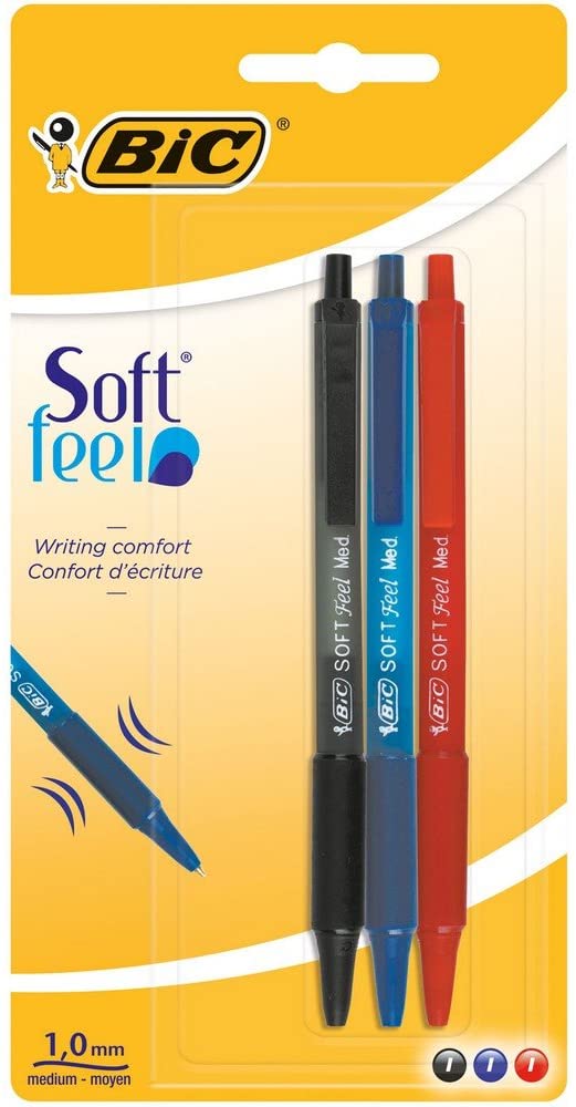 Bic Soft Feel Medium 1mm Assorted 3pk