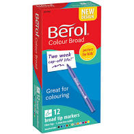 Berol Colour Broad Tip Markers 12pk