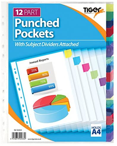 A4 Punched Pockets 12 Part Dividers