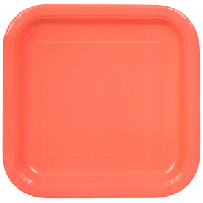 7" Square Coral Plates 16pk