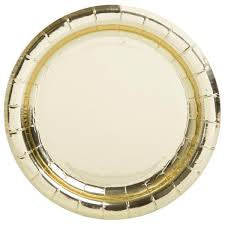 7" Shiny Gold Paper Plates 8pk