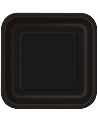 7" Square Black Plates 16pk